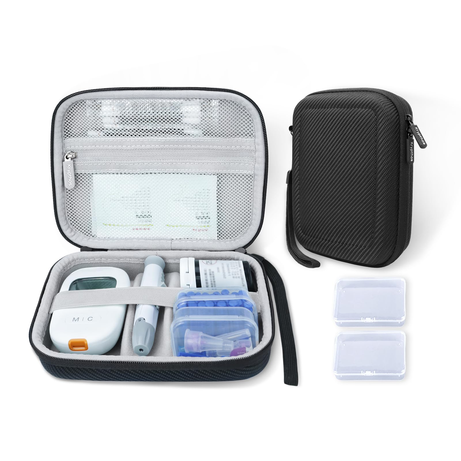 Diabetic Supplies Travel Case for Glucose Meter Diabetes Testing Kit-Black