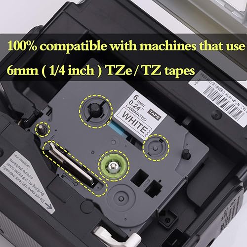 Vista 107 de Hehua Tze - Cinta negra laminada de 0.945 in y 0.94 pulgadas compatible con Brother P-Touch TZe-354 TZe354 TZ-354 TZ354 etiqueta para Ptouch PT D600