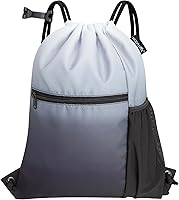 HOLYLUCK Waterproof Drawstring Gym Sack Backpack for Men & Women - Large Capacity, Water-Resistant, Gradient Black