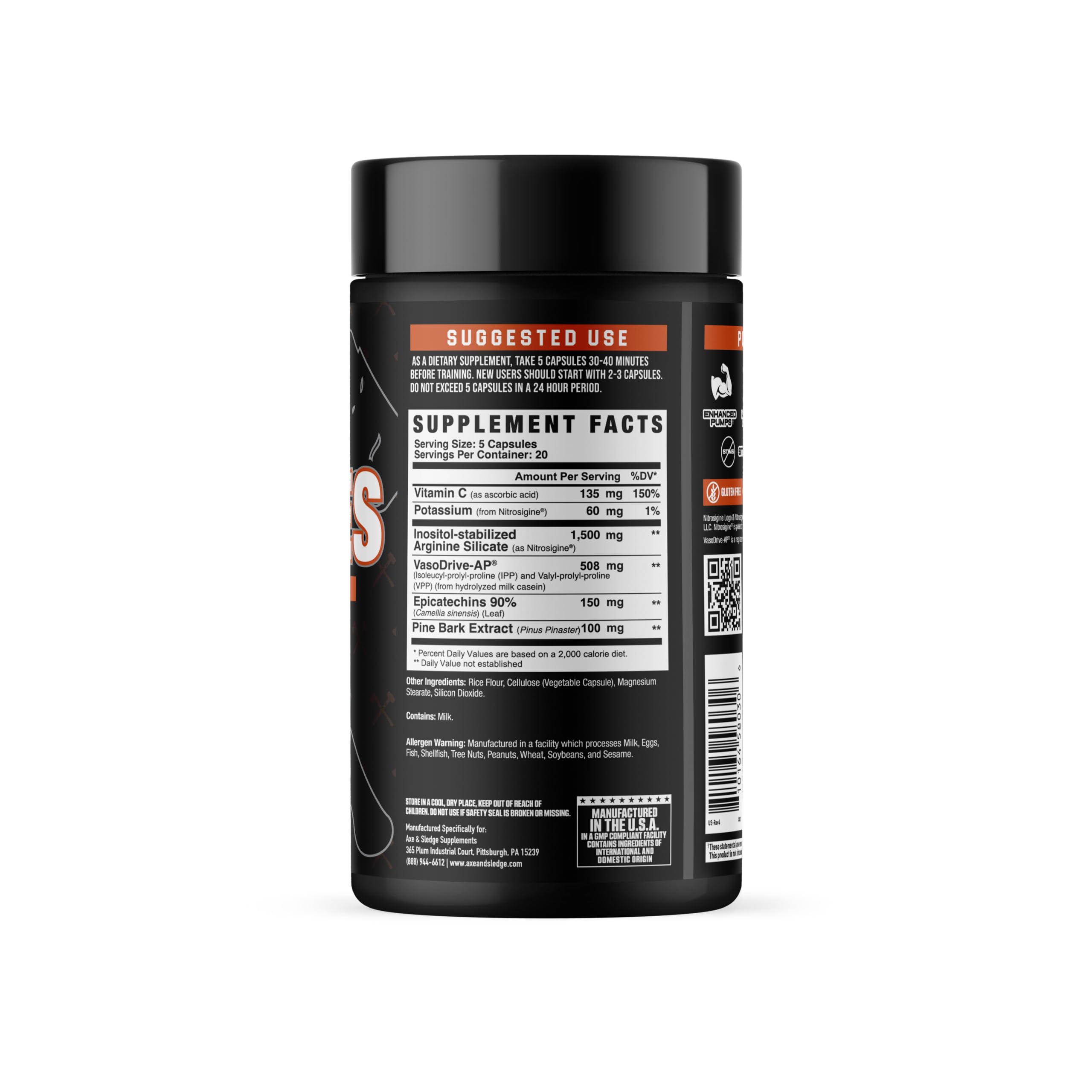 Axe & Sledge PUMPIES Nitric Oxide Booster | Supports Muscle Pumps, Blood Flow, Vascularity & Performance | 100 Capsules, 20 Servings — Amazon image 2