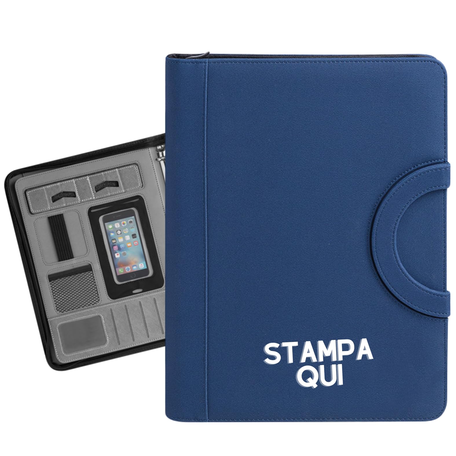 Cartella Multitasche Professionale da Ufficio Personalizzata con Stampa Nome, Frase o Logo - Portadocumenti Elegante - Organizer Conferenze Idea Regalo PH292