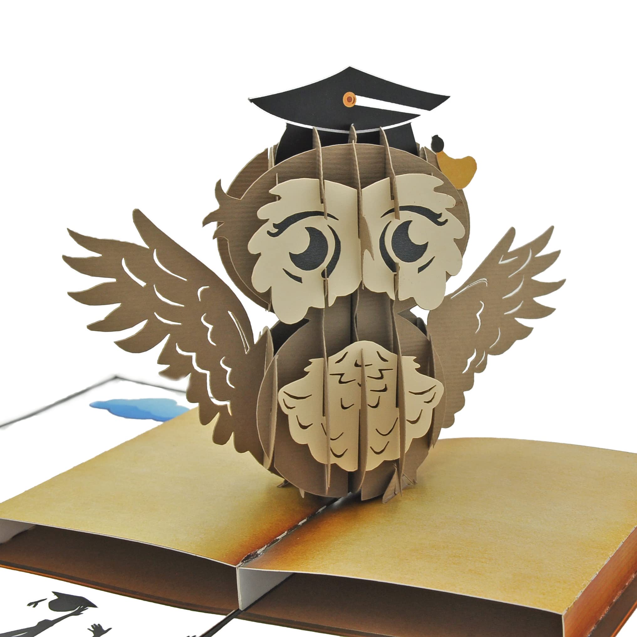 Allegro Biglietto Auguri 3D Pop-Up Per Laurea – Gufo Sui Libri Con Busta E Cellophane, 15x15 Cm