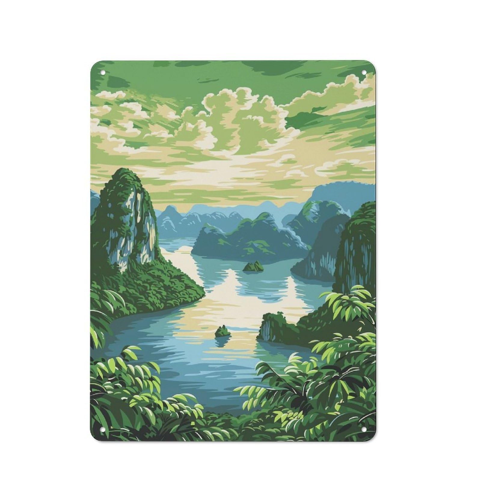 Junmoney Style-1 For Hobby Room Or Studio, Serene Mountain Lake Retro Tin Sign 40X30cm, Gift For Creative Interior Collectors During The Christmas Season