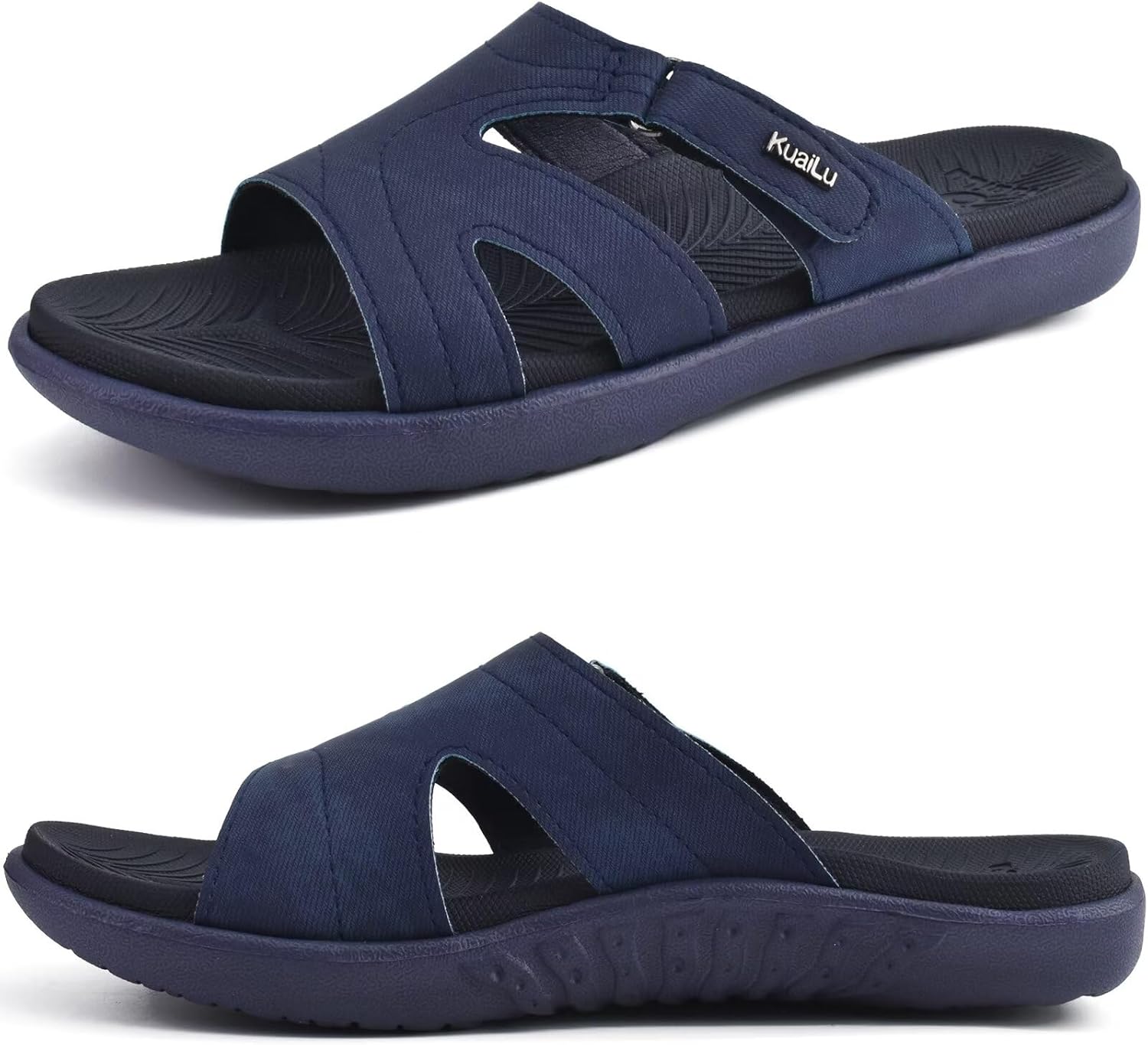 KuaiLu Womens Fashion Orthotic Slides Ladies Lightweight Athletic Yoga Mat Sandals Slip On Thick Cushion Slippers Sandals With Comfortable Plantar Fasciitis Arch Support