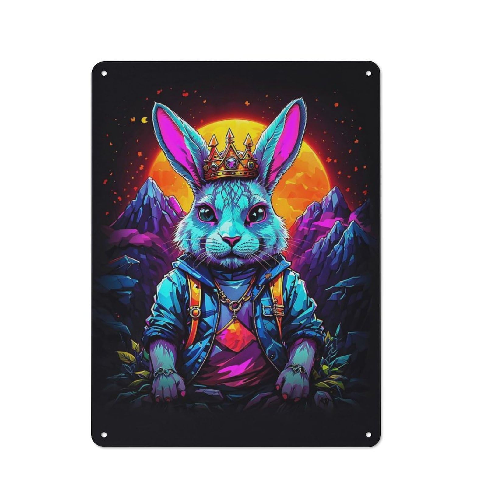 Junmoney King Neon Rabbit Tin Sign 40X30cm With For Workshop Wall, Rustic Decor, Suited To Workshop Decor Fans