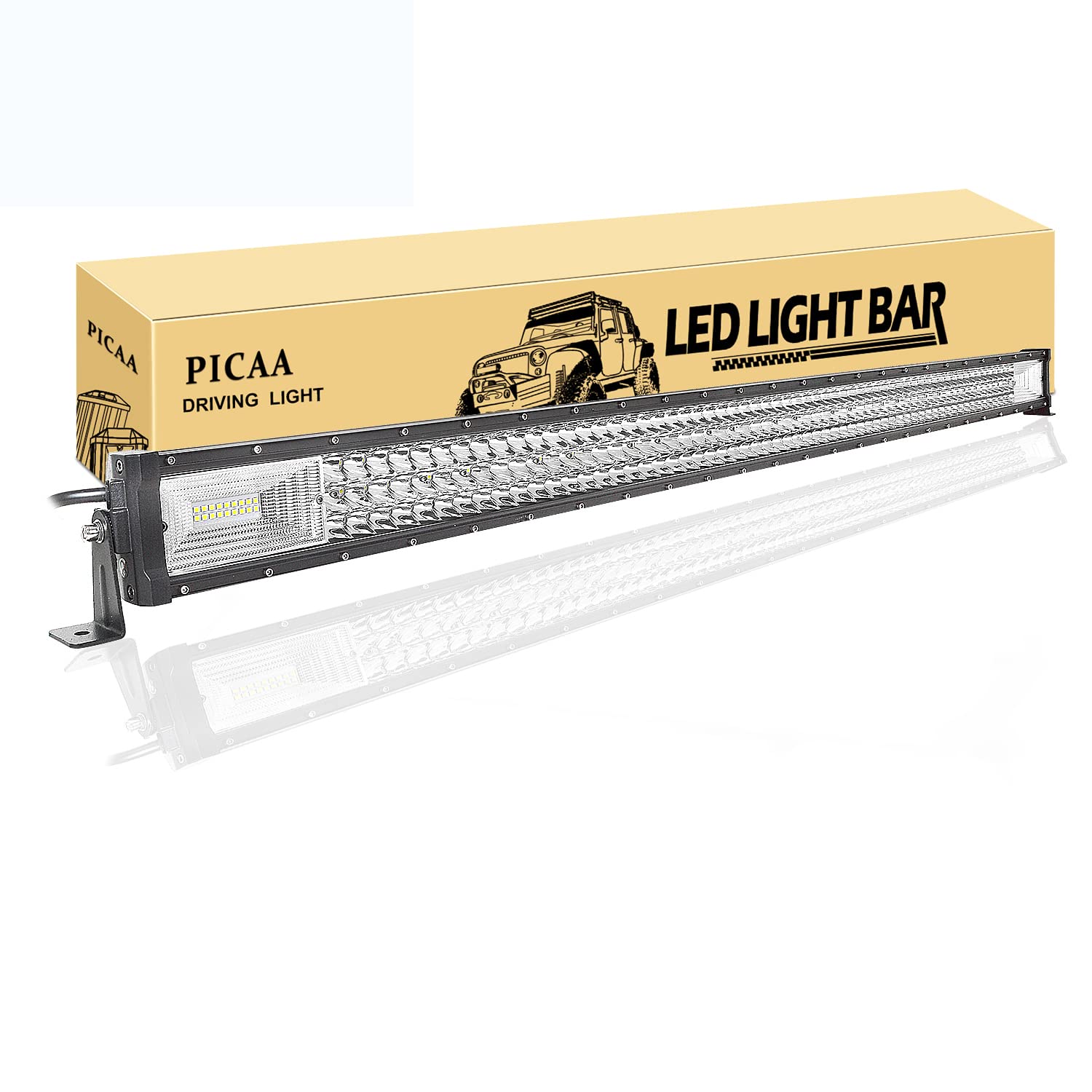PICAA Led Barre Lumineuse 7D Triple Rangée 50 pouces 125cm 648W Rampe a led barre de led Combo Faisceau de Spot D'inondation 12V 24V hors route Voiture Véhicules 4x4 SUV ATV Camion Tracteur