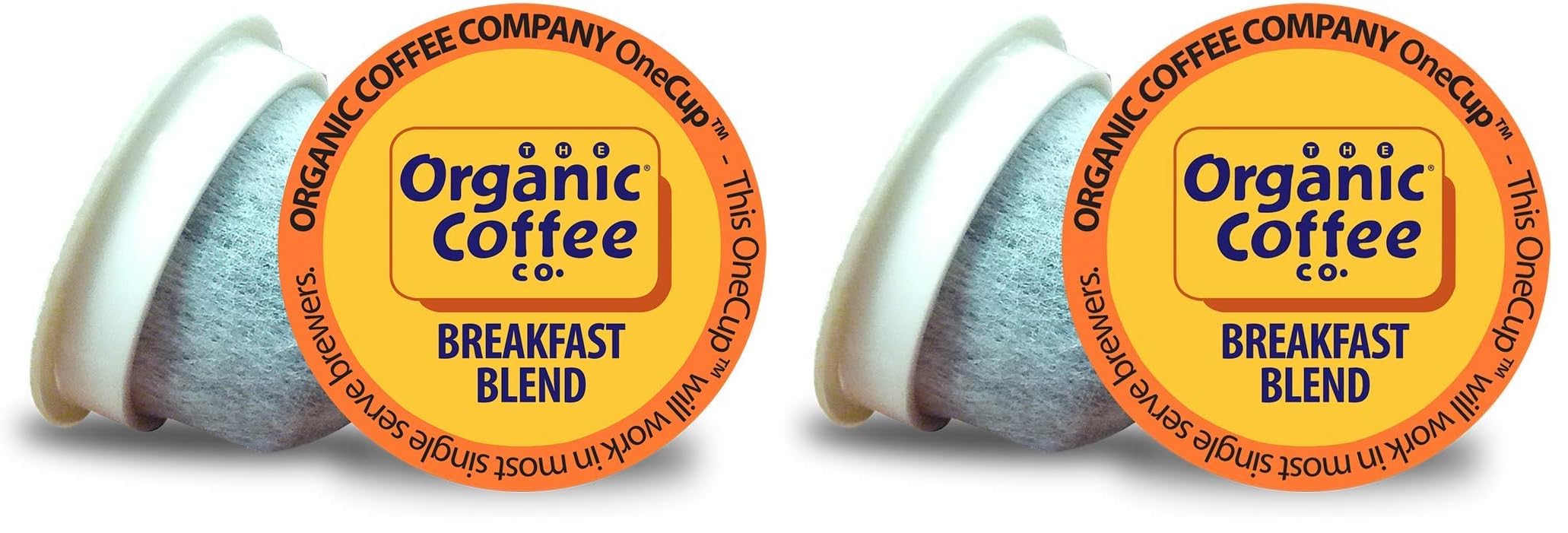 The Organic Coffee Co. Compostable Coffee Pods - Breakfast Blend (12 Ct) K Cup Compatible including Keurig 2.0, Medium Roast, USDA Organic (Pack of 2)
