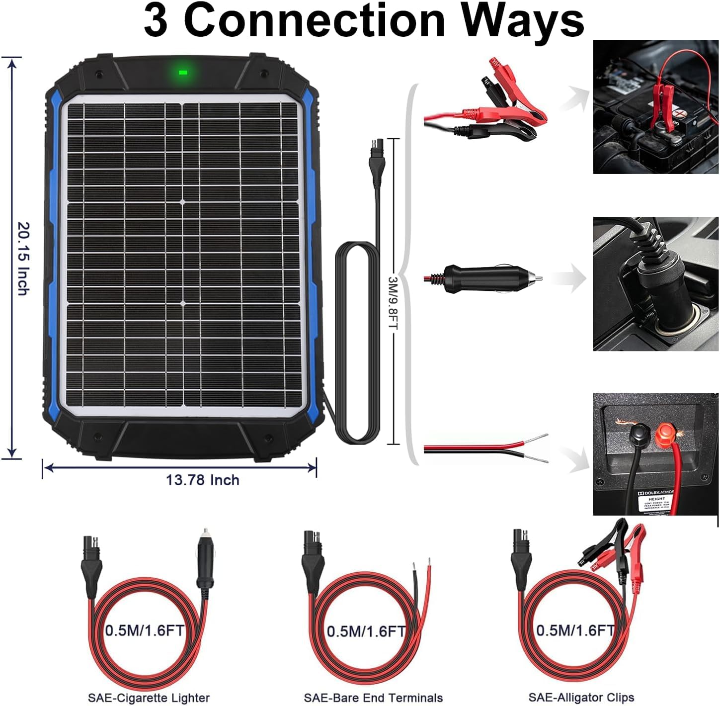 SUNER POWER Caricabatterie solare da 25 W e 12 V e Maintainer PRO, controller MPPT intelligente integrato, impermeabile, 12 Volt 25 Watt pannello solare caricabatterie per auto marine camper rimorchi