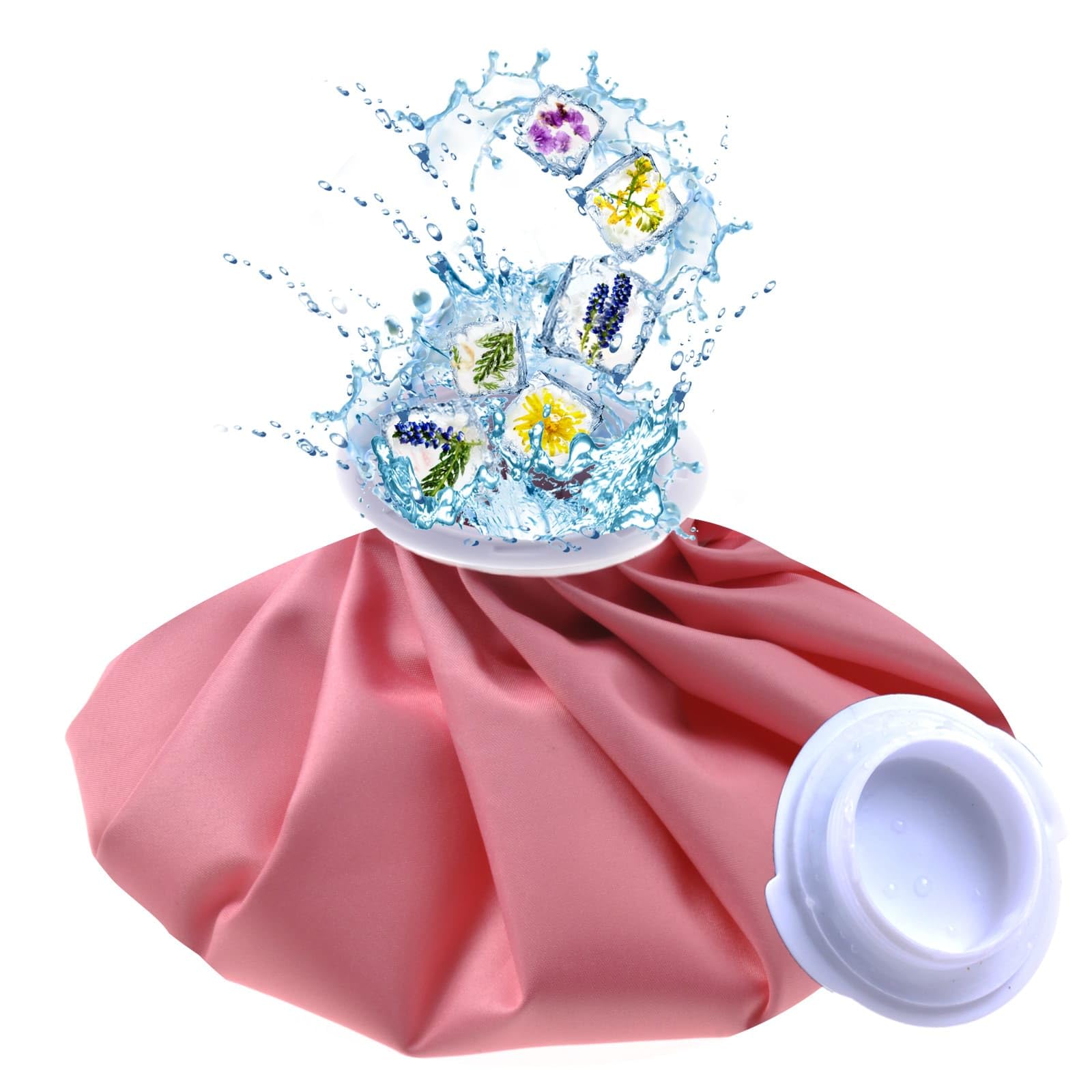 Ice Pack for Injuries Reusable, Ice Bags for Injuries Hot Water Bag for Hot & Cold Therapy and Pain Relief, No-Leak Elastic Breathable Ice Bag, Size 11", Pink