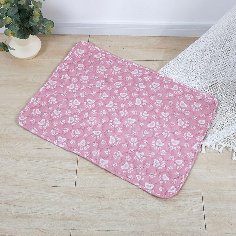 Chickwin Reusable Puppy Pads, Cartoon Absorbent Puppy Training Pads Washable Dog Training Pads, Non-Slip Large Pee Pads Dogs for Playpen, Potty, Crate, Bed (90x70cm(2Pack),Pink Paw Prints)