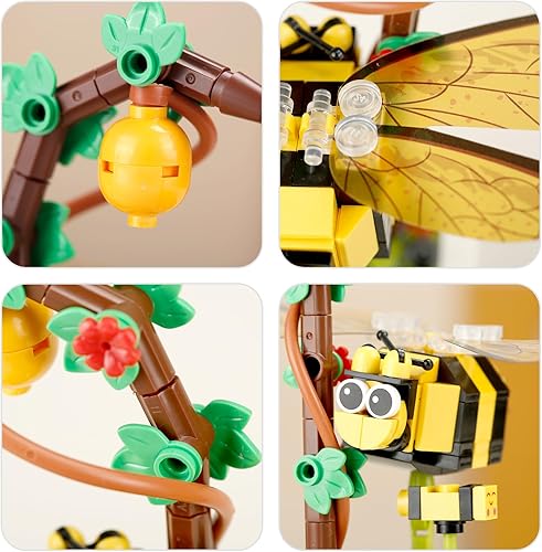 Miniatura 4 de LACHLAND Juguetes de bloques de construcción de insectos para niños, 214 piezas, juego de bloques de construcción de vid de abeja y flores,