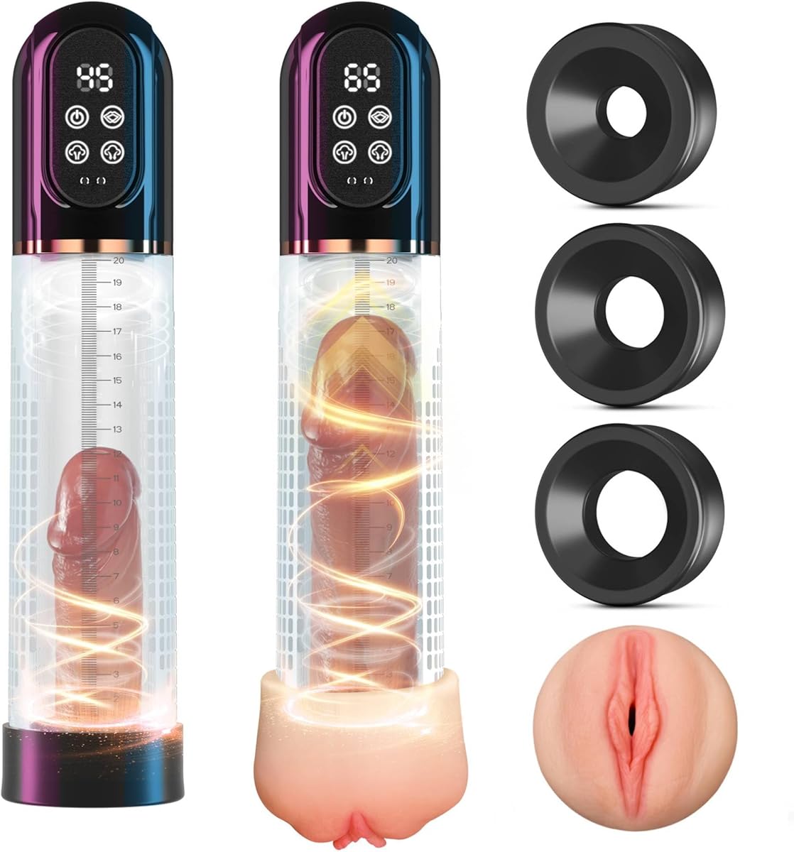 HIVEFUN Penis Pump for Penis Extender Sex Toys, Automatic Male Masturbator Cock Pump Penis Enlarger Erection with 4 Sucking 3 Auto Training Modes, Pussy Pump Adult Toys Sex Machine with Pocket Pussy