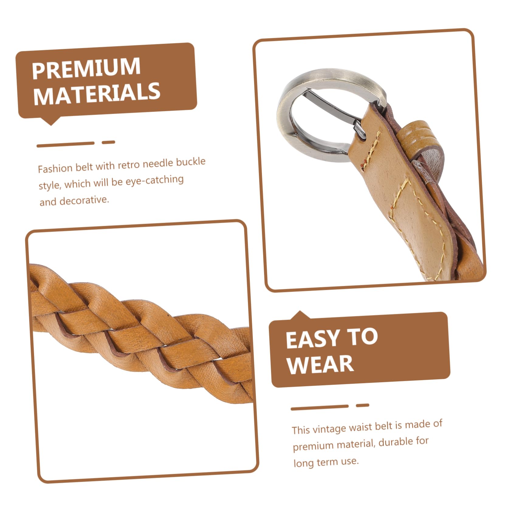 Holibanna 1pc Vintage Women Weaving Waist Belt Casual Fashion Accessory for Trousers Brown Imitation Retro Style