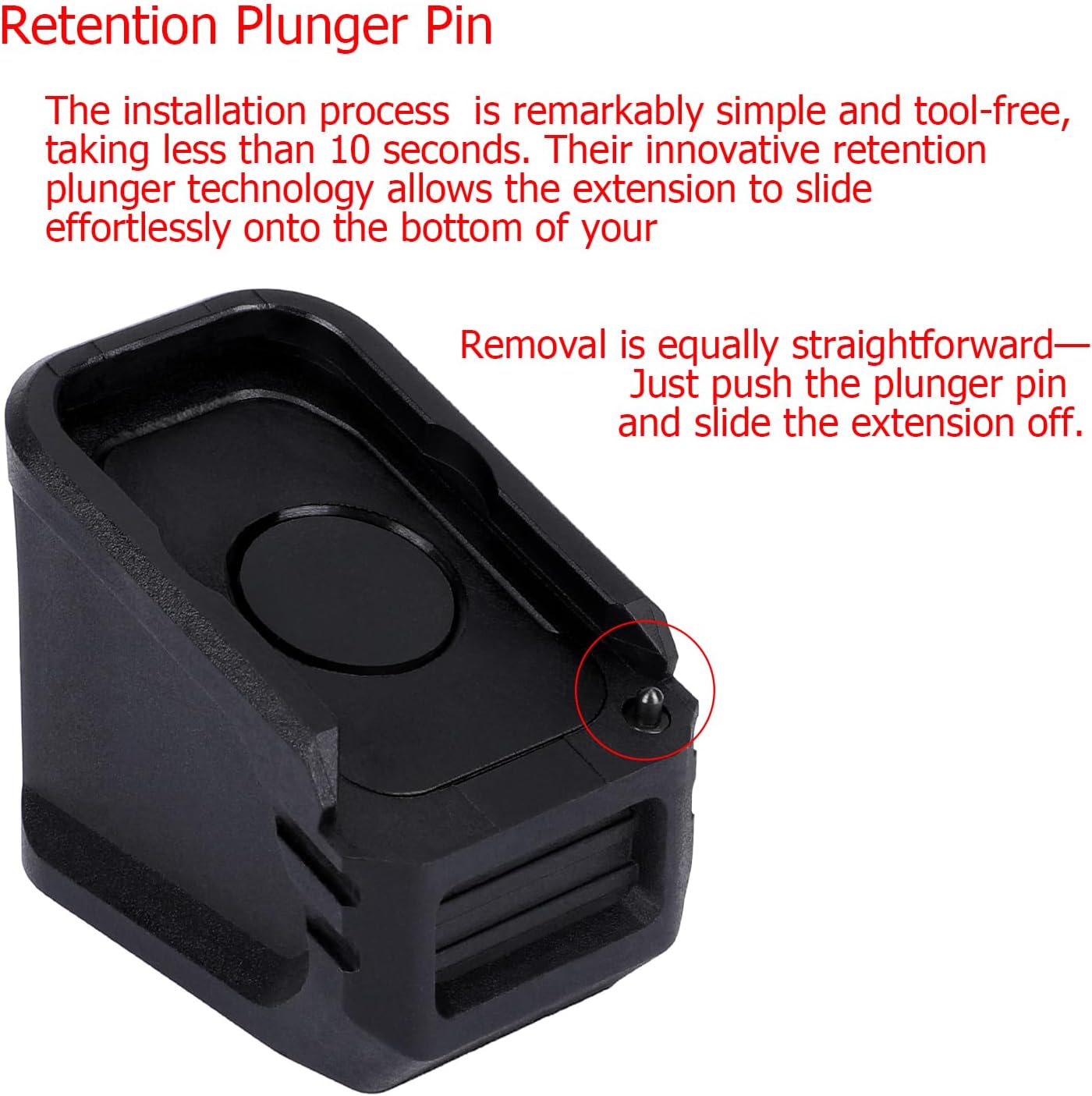 Nylon Enhanced Added Weight Extension for Gen 2-5 OEM Glock 17,19X,34,45 9mm 17RD,G22,G35 15RD,Does not Alter Capacity