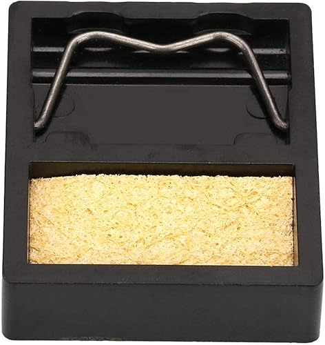 Miniatura 9 de HWY-001 Mini soporte de hierro eléctrico con esponja limpiadora de puntas 1,112.0 F resistente a altas temperaturas para soldar, ensamblar y