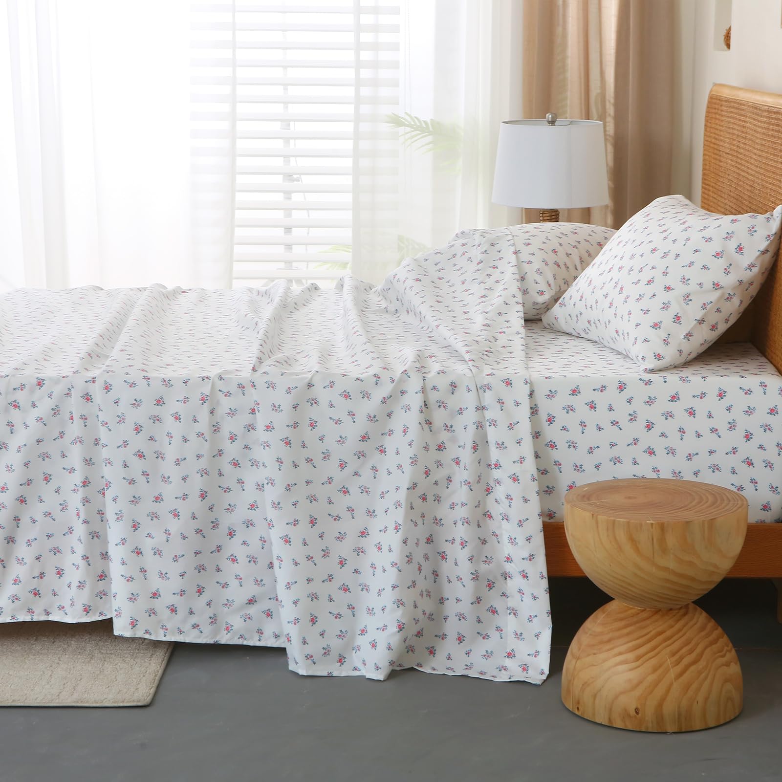 HYPREST Grey Black Sheets King,Deep Pocket Sheets, 1800 Thread Count Pattrn Bed Sheets Soft Breathable Cute Printed Boho Farmhouse Bed Sheets, Oeko-Tex Certificated- Up to 18 Inch: HYPREST Floral Sheets King, Pattern Soft Breathable Farmhouse 4pcs Bed Sheet Sets,18 inches Deep Pocket Sheets