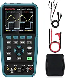 HANMATEK Osciloscópio Digital Portátil de Largura de Banda de 50 Mhz com 2 Canais Ho52 Mini Osciloscópio Tft de 3,5 ", Osciloscópio e Multímetro 2 Em 1, Tela Retroiluminada, Função de Calibração Autom