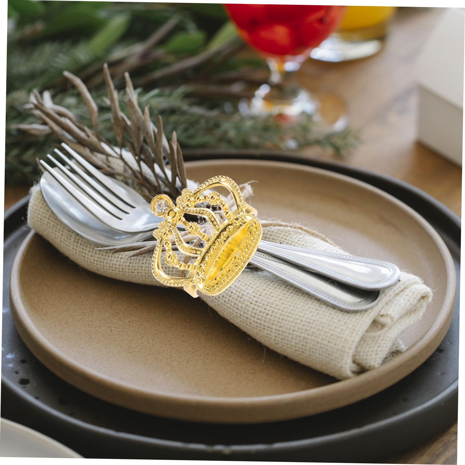 IMIKEYA 12pezzi Anelli Per Tovaglioli Dorato Forma Di Con Strass Decorazioni Eleganti Per Matrimoni e Feste Di Portatovaglioli Per Tavoli Da Pranzo