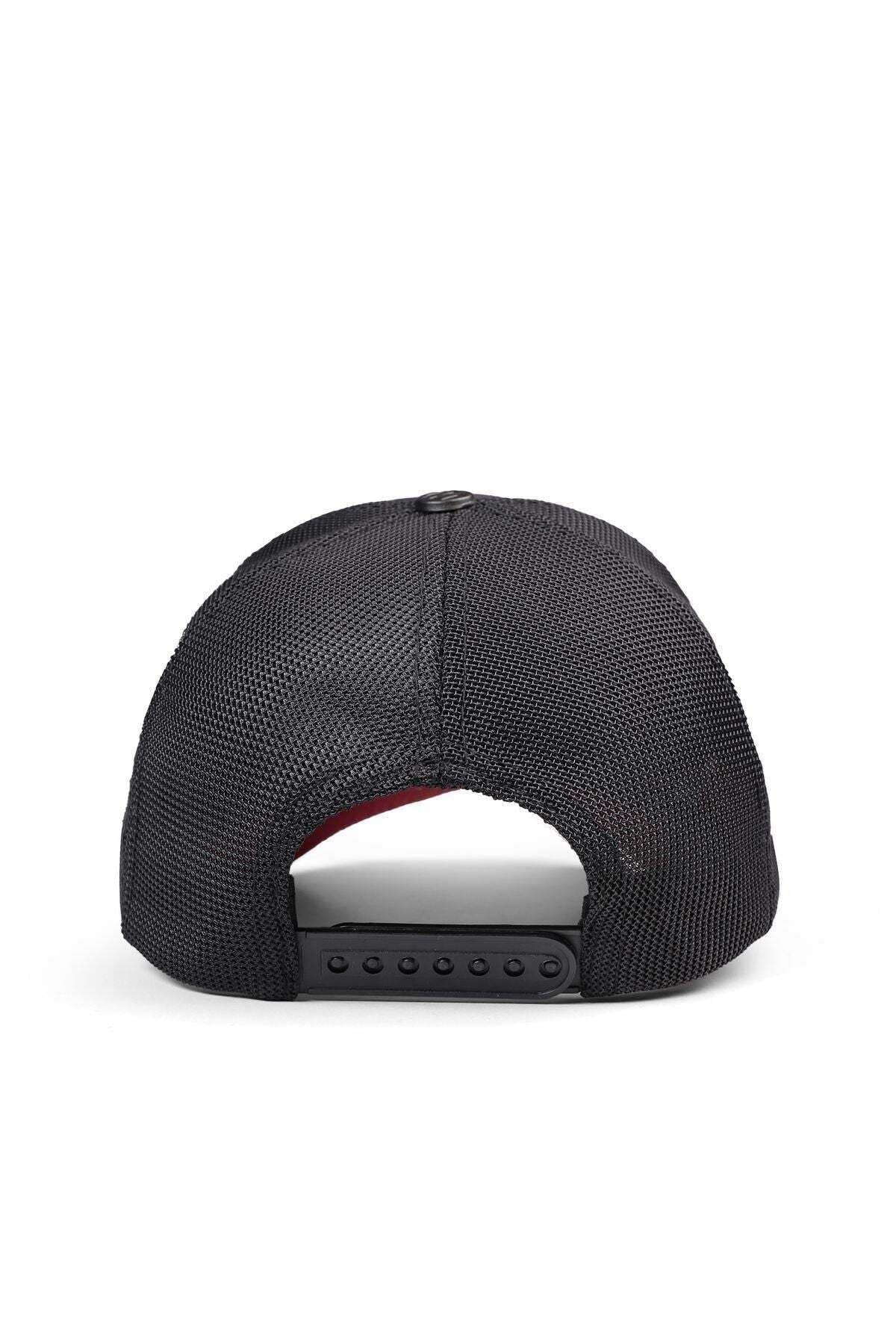 Gorra de Trucker Premium Rojo - Negro con Parche Oso Boss