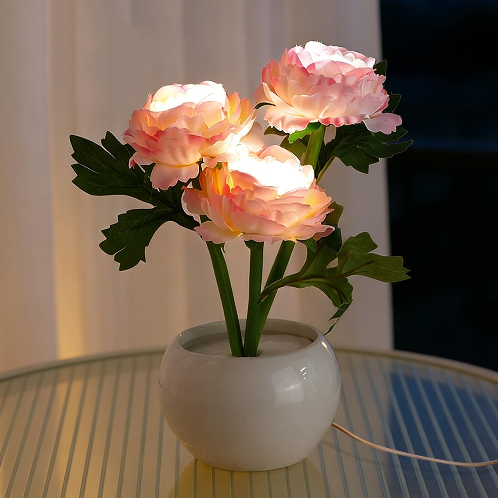 Richaa Peony Flower Lights, Peony Flower Lamp Decorative Table Lamp for the Bedroom โ image 1