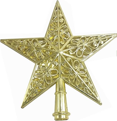Gold Star Point Star Treetop Christmas Tree Topper Decor Holiday Winter Wonderland Decoration
