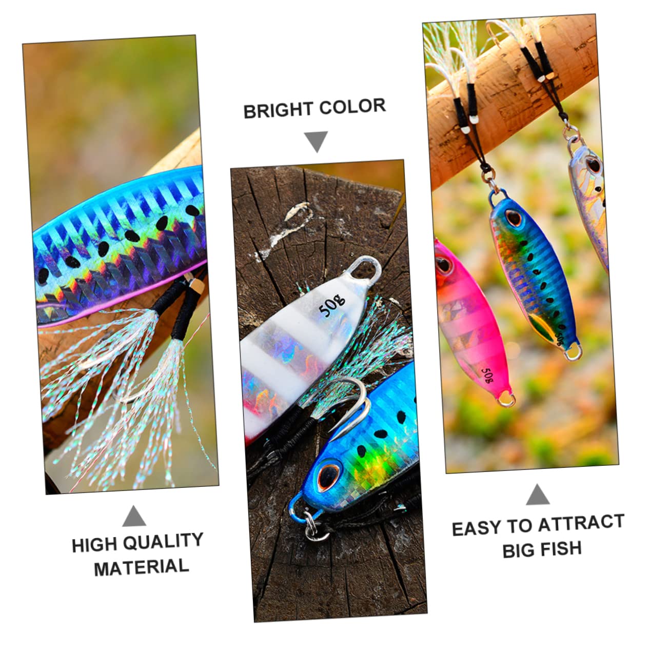 TOYANDONA Señuelos de Pesca Forma de Pez de Metal Reflectantes para Pesca al Aire Libre Sistema de Transferencia de Gravedad, Pack de 5 Piezas