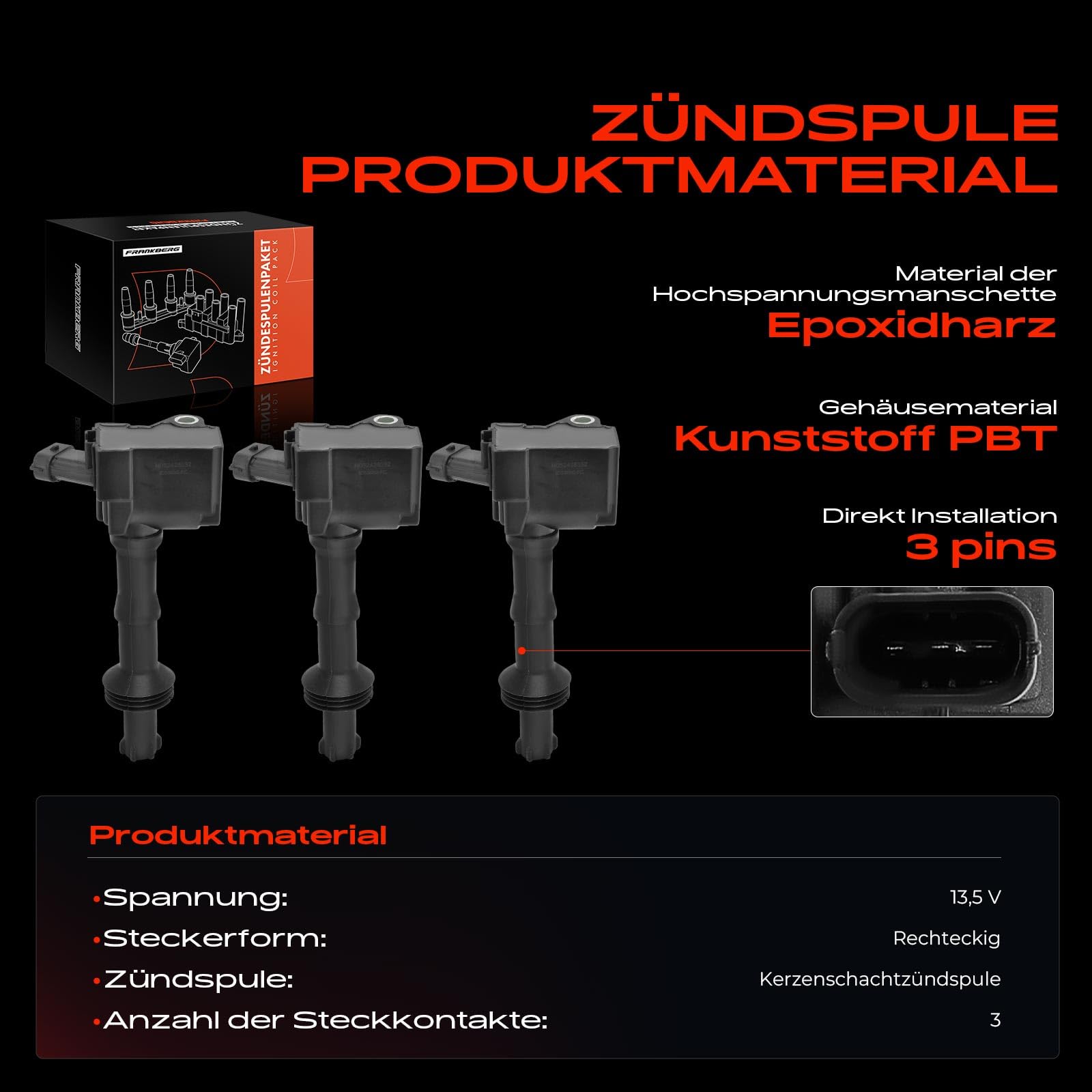 Frankberg 3x Zündmodul Zündspule 3-Polig Benzin Replace# 9808653680