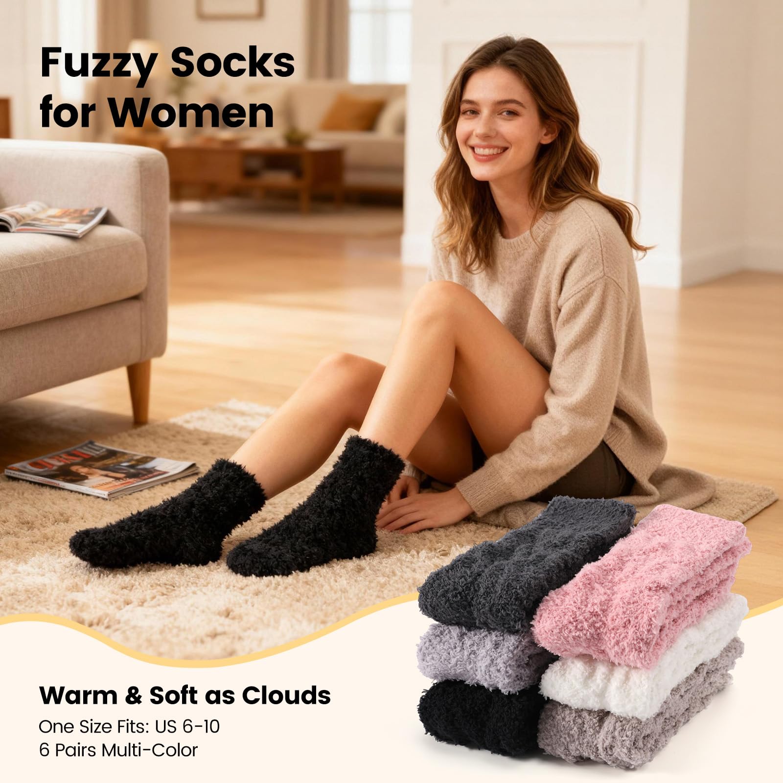 UPCOZY Womens Fluffy Fuzzy Socks,Winter Cozy Soft Warm Socks Gifts for Womens & Mom.