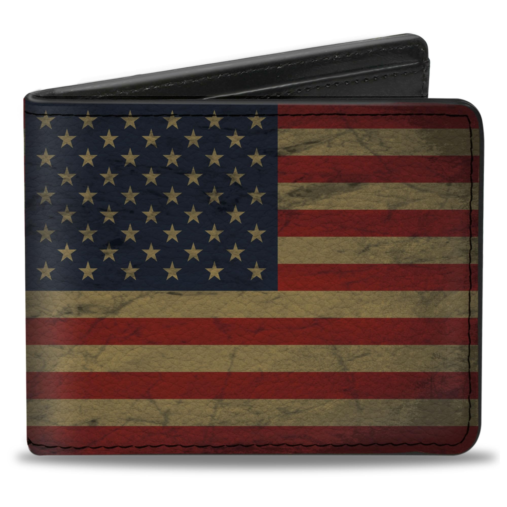 Buckle-Down Unisex-Adults Buckle-down Pu Bifold - American Flag Weathered
