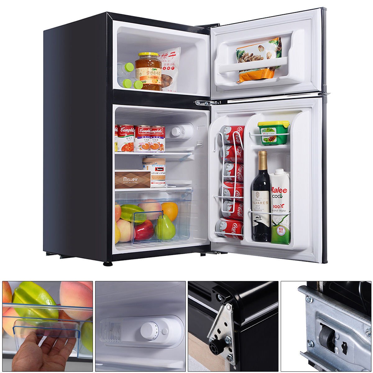 New MTN-G Black 2 Door 3.4 Cu. Ft Compact Refrigerator Freezer CFC Free Furniture Home