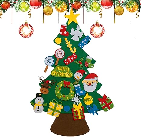 Amazon Co Jp 幼児のクリスマスツリー 写真 ウォールクリスマスツリーモンテッソーリ クリスマス ツリー 粘着フェルト付き クリスマス オーナメント 冬のクリスマスの家の装飾のためのdiyフェルトツリーセット Lokoo おもちゃ