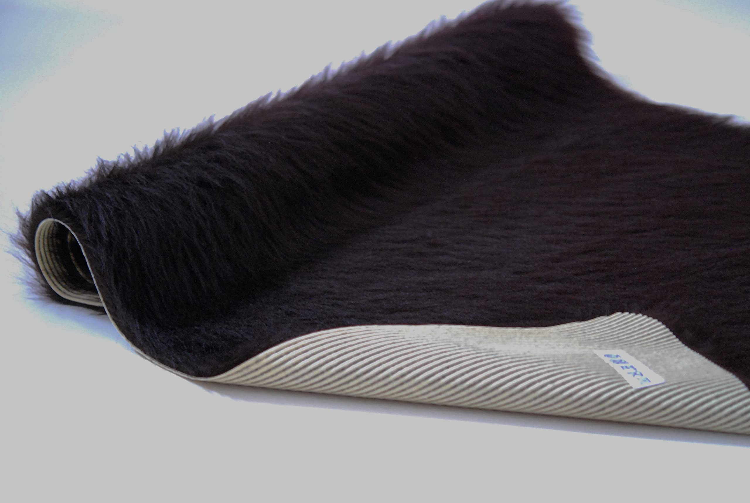 Long Faux Fur Sheepskin Rug 140cm x 70cm Dark Brown