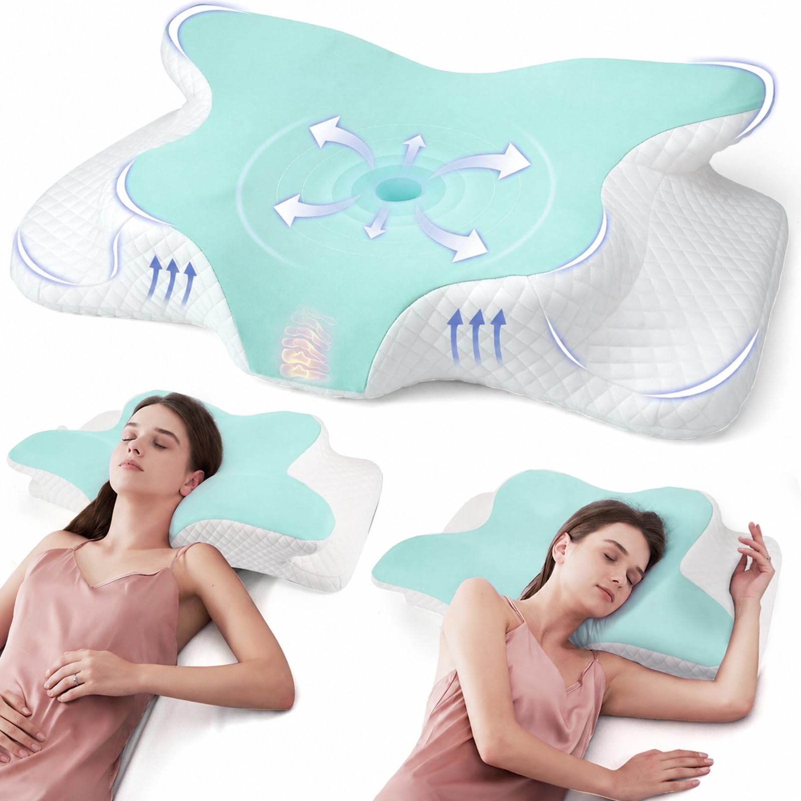 Poduszka z pianki z pamięcią kształtu, ortopedyczna poduszka podtrzymująca kark, poduszka chłodząca, ergonomiczna dla osób śpiących na boku, optymalny komfort w przypadku bólu szyi i ramion