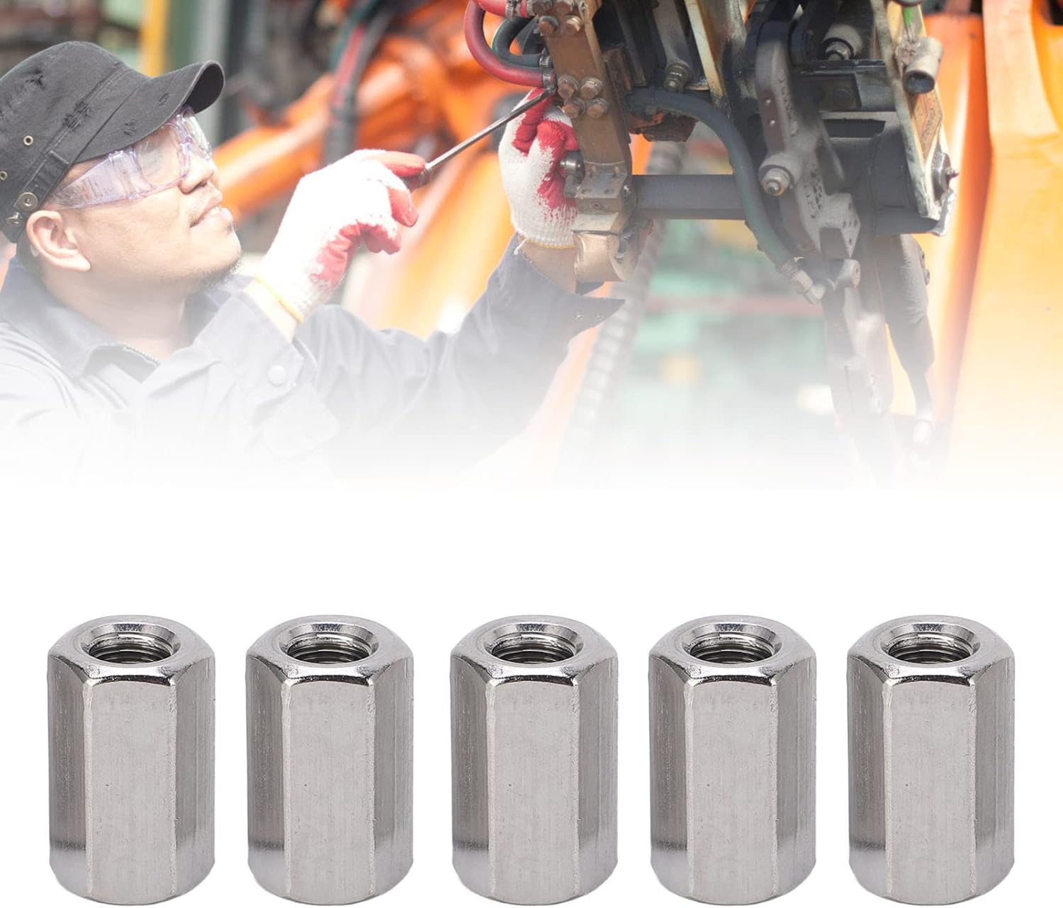 5 Pcs M10 Hex Coupling Nuts Stainless Steel Rust Resistant Secure Threaded Rod Connectors Heavy Duty for DIY Projects and