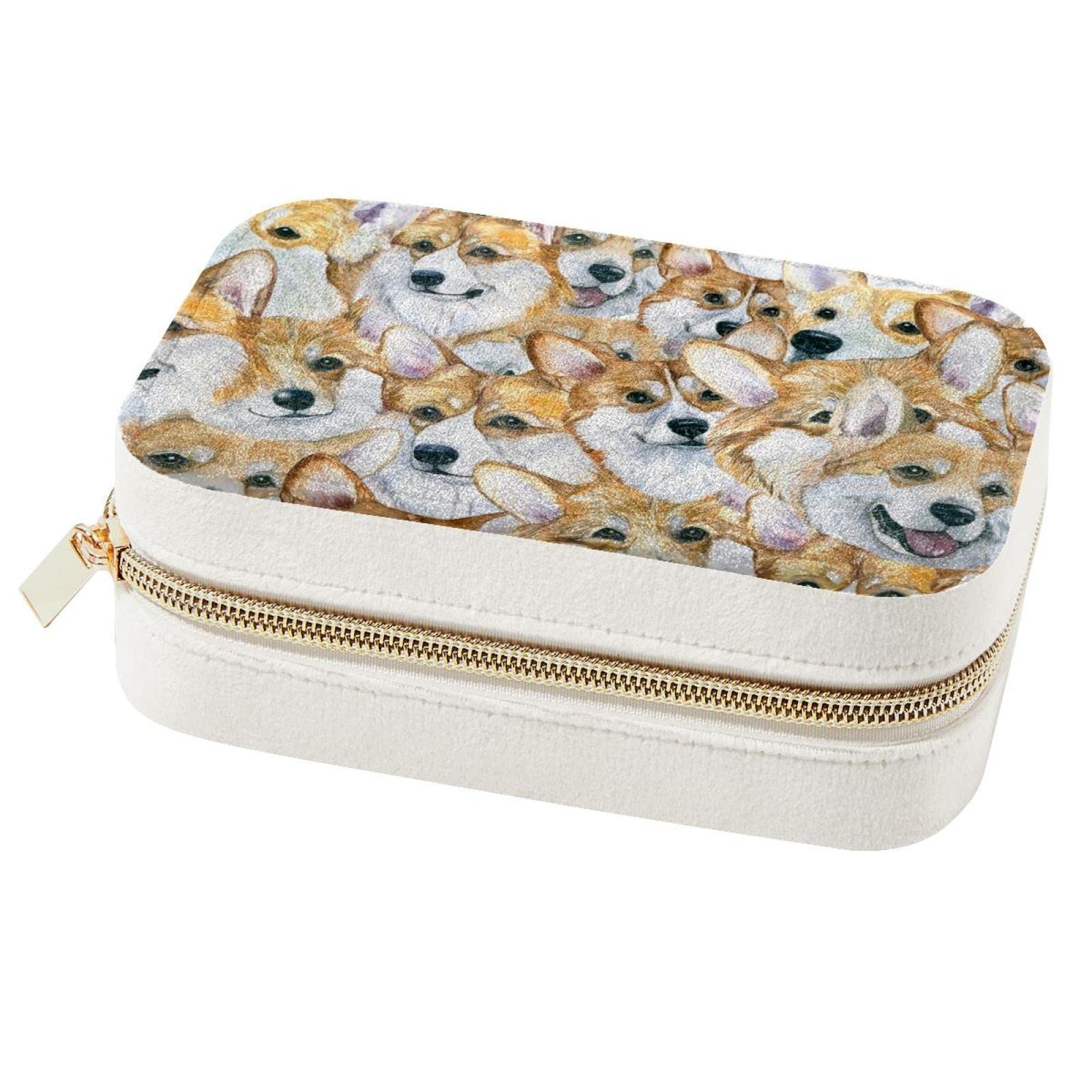 Boîte à bijoux de voyage Corgi portable idéale pour organiser vos bagues lors de vos déplacements
