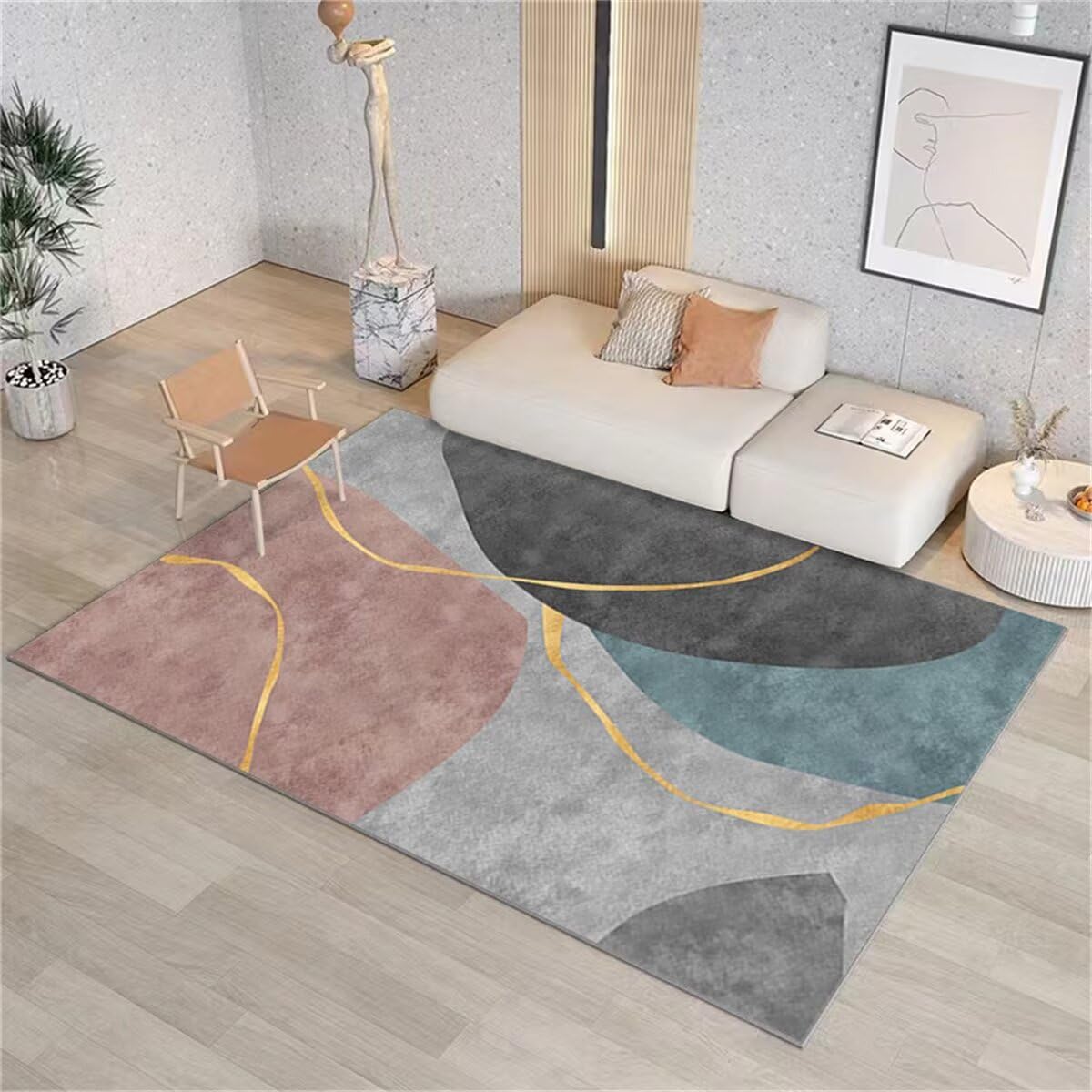 Tapis de couloir et entrée gris-bleu flou pour un accueil chaleureux