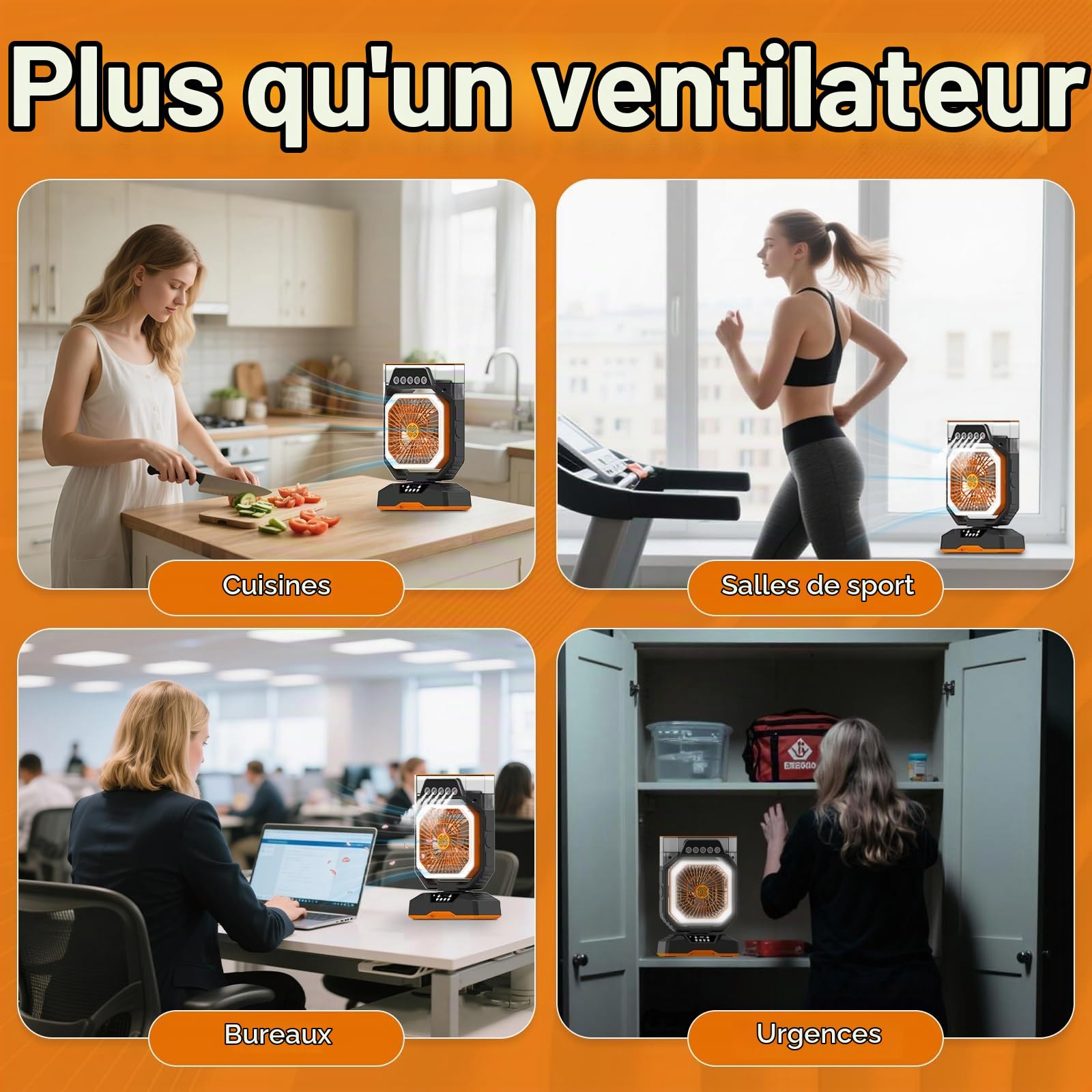 Ventilateur brumisateur rechargeable pour camping et maison - Ventilateur de refroidissement portable à 6 vitesses avec brume réglable, boîte d'aromathérapie, minuterie de 8 heures, batterie à charge