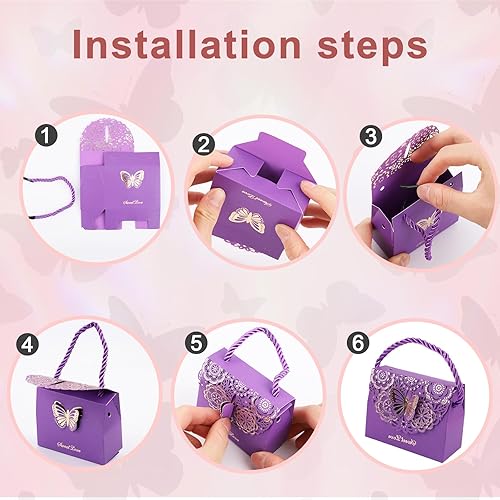 Miniatura 5 de 50 bolsas de regalo para bolso, bolsas de regalo de mariposa para recuerdos de fiesta, bolsas de regalo de fiesta, bolsas de regalo, cajas de regalo