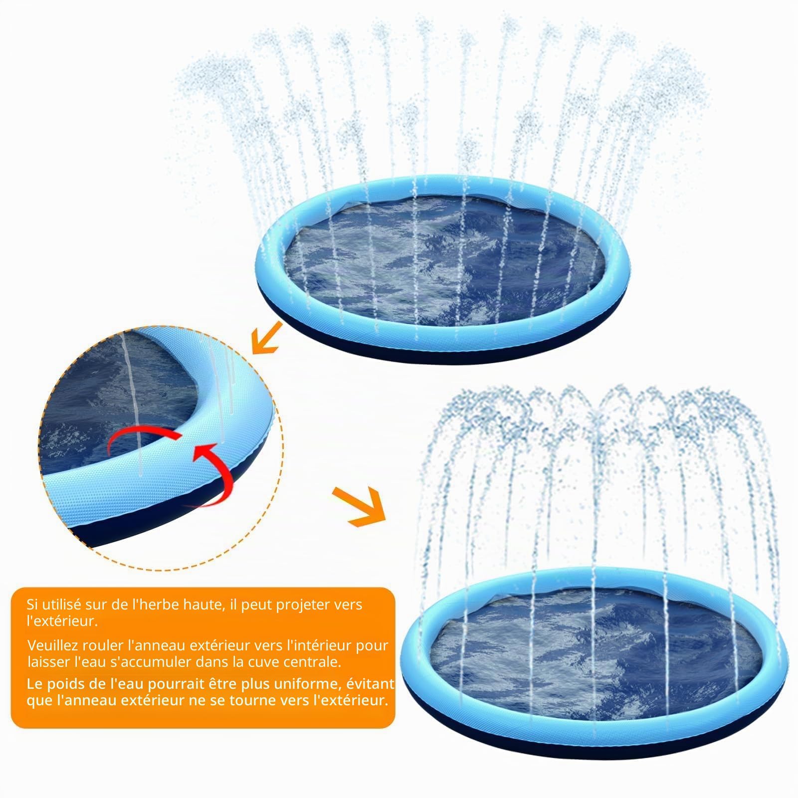 Arroseur Jouet aquatique antidérapant 200 cm pour piscine et jeux extérieurs, bleu