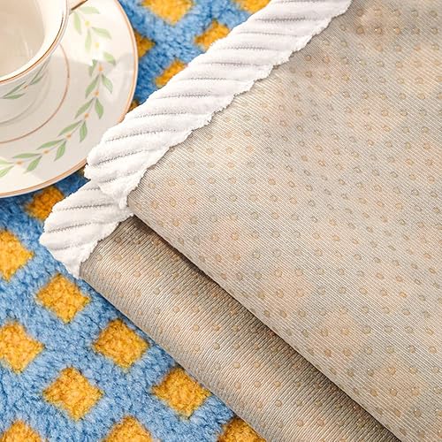 Miniatura 5 de vctops Fundas para sofá de vellón sherpa, con patrón de cuadros bohemios, antideslizante, funda de sofá modular suave y mullida, protector de