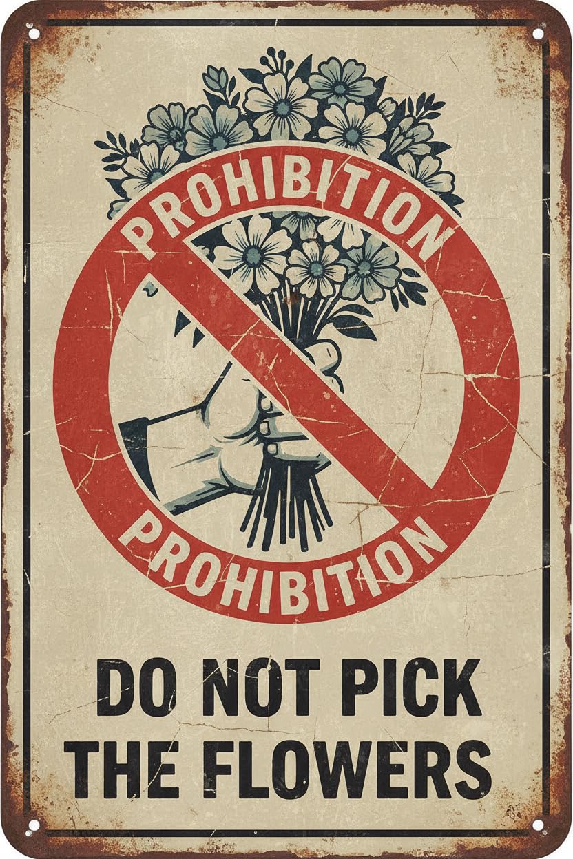 Do Not Pick The Flowers Metal Sign No Picking Plucking Keep Out Vintage Signs Aluminum Plates Printed