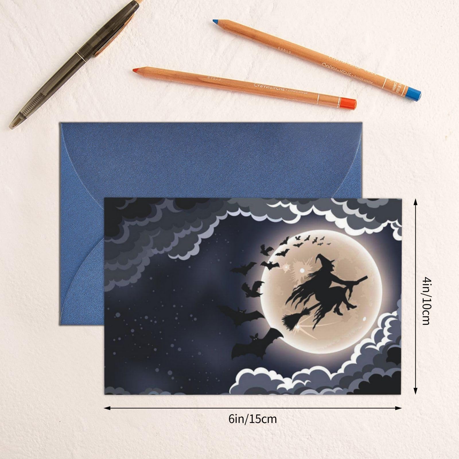 Biglietto di auguri quadrato con busta in carta kraft, motivo trio