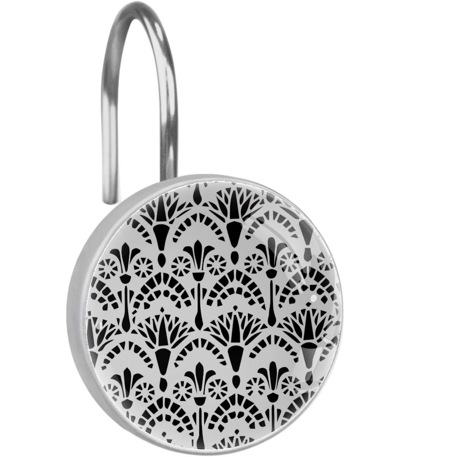 Crochets de rideau de douche antirouille vintage | Lot de 12 anneaux de salle de bain égyptiens