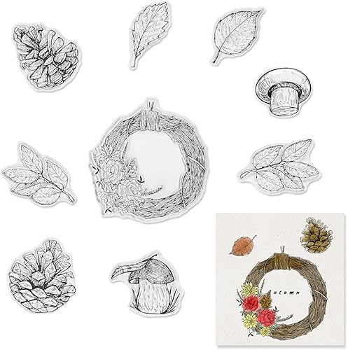 Miniatura 6 de Sello transparente de animales otoñales para hacer tarjetas, calabaza, búho, león, flores, hojas, palabras sentimentales, sello de goma transparente