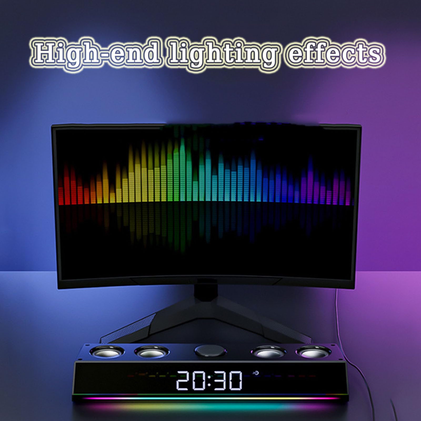 Altoparlanti per computer, Soundbar per PC, con luci touch, stereo da 15", USB AUX, doppio canale, illuminazione 7 RGB, angolo di 8°, per monitor desktop, laptop, tablet