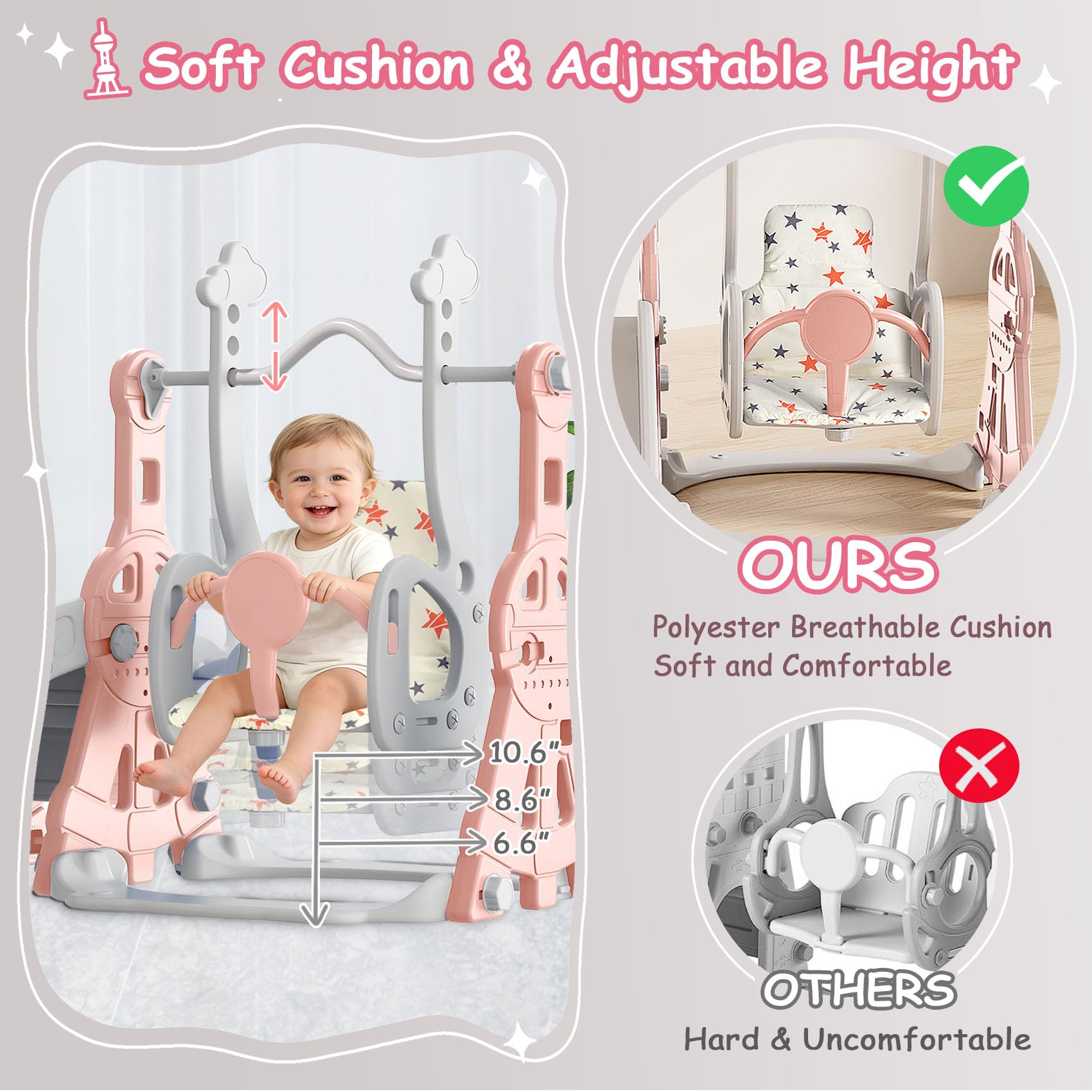 BIERUM 4 in 1 Kleinkind Rutsche & Schaukel Set mit Basketballkorb Indoor/Outdoor