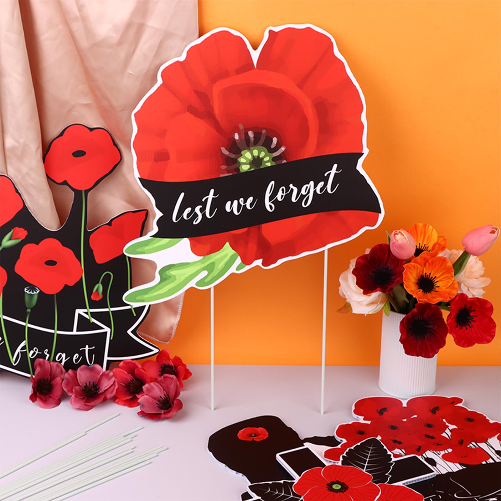DMERBYL Lest We Forget Garden Flag Remembrance Day Garden Outdoor Decorations Double Sided Burlap Flag Canada Remembrance Day Military Soldiers Patrioti