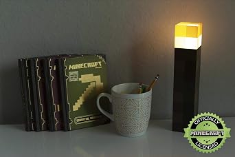 Minecraft Brownstone Torch Lamp | 11.5 Inch LED Night Light | USB Charging Port (USB cable not included)