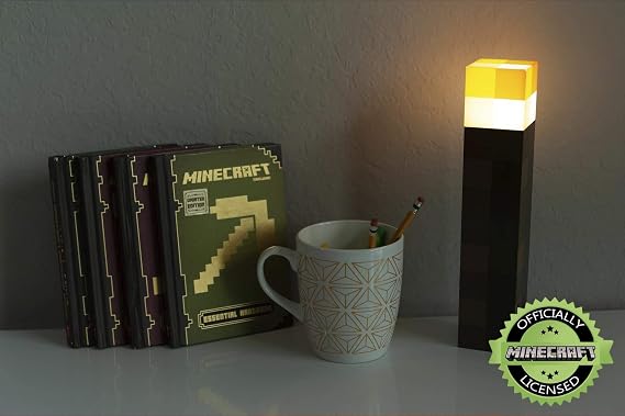 Minecraft Brownstone Torch Lamp | 11.5 Inch LED Night Light | USB Charging Port (USB cable not included)