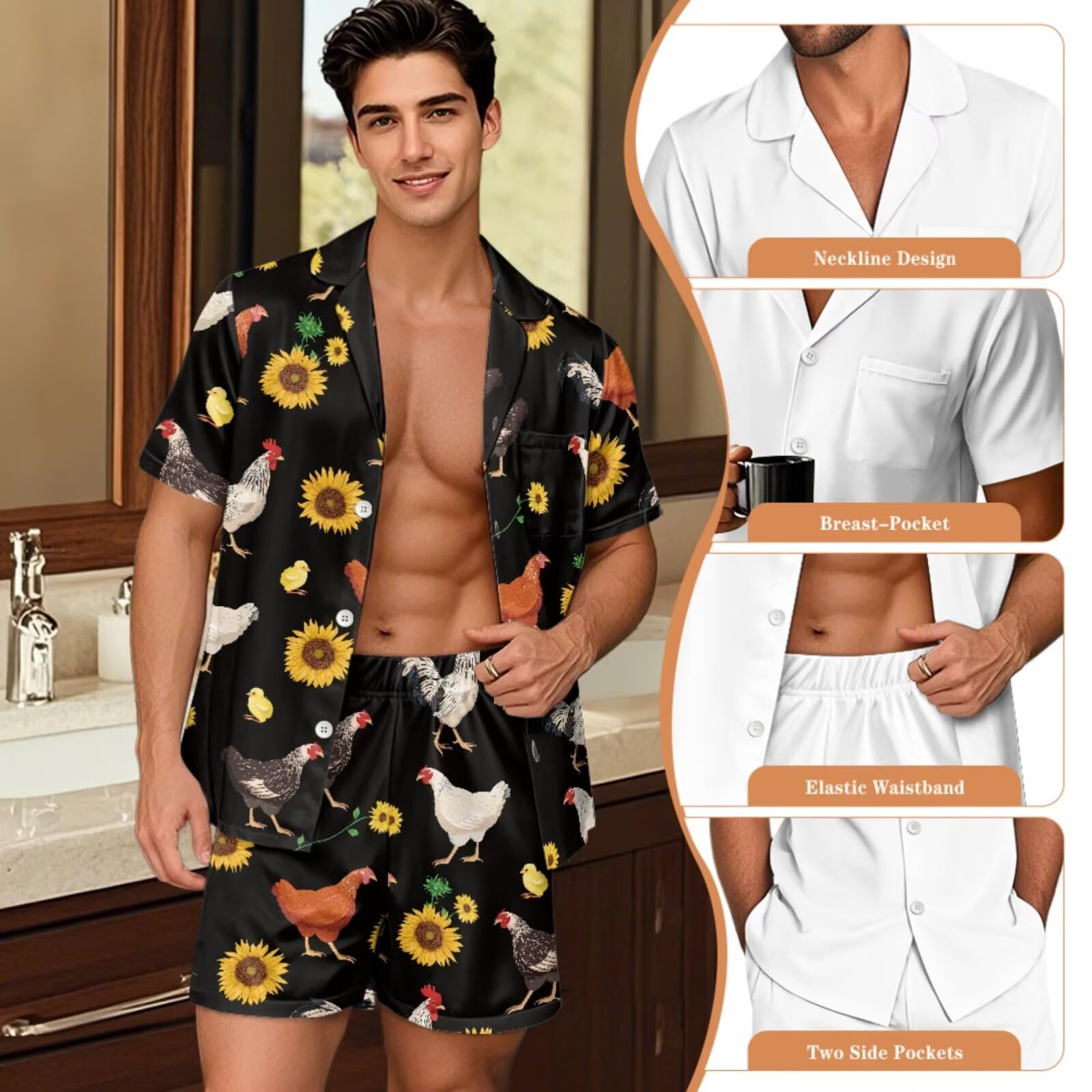 Pijamas a juego para parejas, pijamas de manga corta para él y para ella